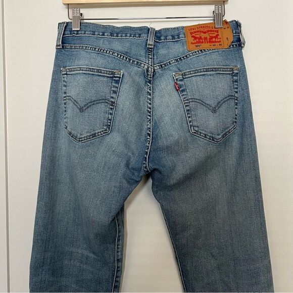 Levi's 501 Jeans Mens Size 32x30 Blue Straight Leg Button Fly Denim Stretch - Picture 7 of 15